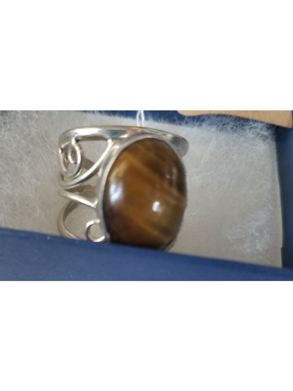 Ring Band Tiger Eye Silver Stone 20 x 15 mm Size 10 Handcrafted 8.4 gr Jerry - Picture 13 of 13